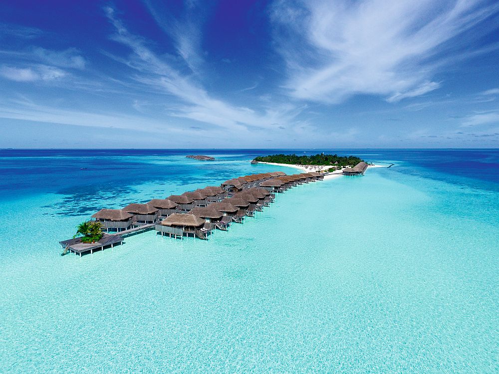 Constance Moofushi Maldives - Vue aérienne des Senior Water Villas