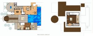 Huvafen Fushi - Le plan du Beach Pool Pavilion à deux chambres