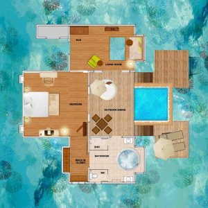 Huvafen Fushi - Le plan d'un Ocean Pool Bungalow