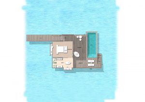 Kuramathi Island Resort, Maldives - Le plan d'une Thundi Water Pool Villa