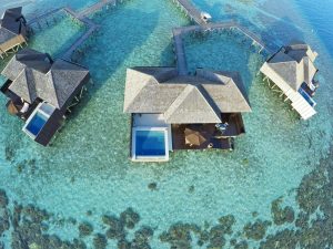 Lily Beach - Une vue aérienne des Sunset Water Suites