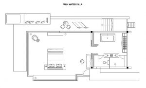 Le plan d'une Park Water Villa du Park Hyatt Maldives Hadahaa