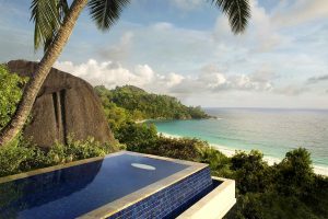 Banyan Tree Seychelles - La piscine et la vue d'une Intendance Bay View Pool Villa