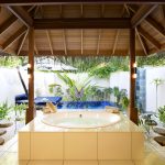 Huvafen Fushi - La salle de bains des Beach & Deluxe Beach Pool Bungalows