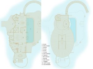 Soneva Jani - Le plan d'une Water Retreat à 1 chambre avec toboggan